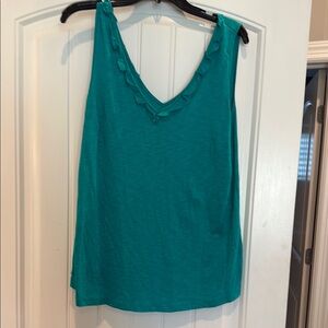 Lilly Pulitzer Green Sleeveless Ruffled Tank Top